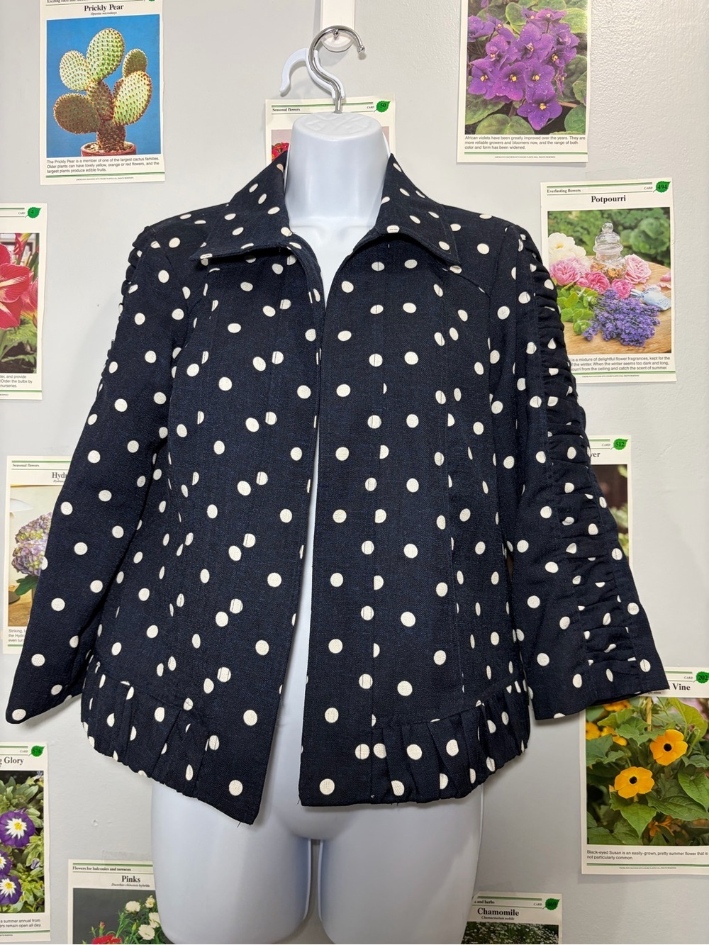 Christopher & Banks Black and White Polka Dot Jacket